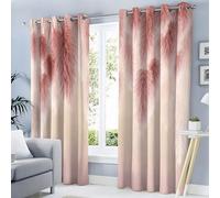MULERN Blackout Curtains for Bedroom, Elegance Printed Bedroom Living Room With Eyelet, Pampas Grass Background Pink, W 52" x L 84" Thermal Total Room Darkening Window Curtain 2 Panels