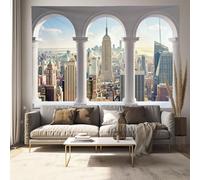 MULERN City Architecture Tapestry Light Gray Arch Building Wall Hanging, Aesthetic Art Landscape Scenery Tapestries For Bedroom Living Room Dorm Festival Party Decor, 90x70in