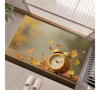 MULERN Dirt Trapper Door Mat 40x60cm, Non-Slip Doormat Indoor, Still Life Autumn Leaves Clock Durable Inside Floor Mat for Entryway, Front Back Door, Muddy Wet Shoes and Paws, Yellow
