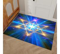 MULERN Dirt Trapper Door Mat Indoor, Fantasy Geometry Front Door Rug Inside Washable, Super Absorbent, Lines Pentagram Non-slip Floor Mat for Entrance, Shoes, Muddy Paws- 50x80cm, blue