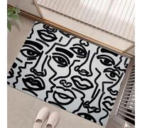 MULERN Door Mat 90x150cm - Machine Washable Mat Super Soft Non Slip Doormat, Abstract Human Face Lines Pattern Indoor Water Absorbent Floor Mats Heavy Duty Entrance Rug