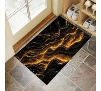 MULERN Door Mat Indoor 50x80cm - Non Slip Heavy Duty Muddy Mats for Dogs, Abstract Shining Lava Printed Welcome Front Doormat, Dirt Trapper Kitchen Floor Mat, Black Yellow