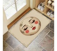 MULERN Door Mat Indoor 80x120cm - Non Slip Heavy Duty Muddy Mats for Dogs, Abstract Red Lips Round Face Printed Welcome Front Doormat, Dirt Trapper Kitchen Floor Mat, Beige