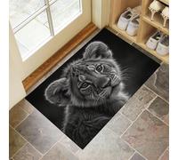 MULERN Door Mat Indoor 80x120cm - Non Slip Heavy Duty Muddy Mats for Dogs, Animal Cute Little Tiger Printed Welcome Front Doormat, Dirt Trapper Kitchen Floor Mat, Black Gray