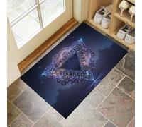 MULERN Door Mat Indoor 80x120cm - Non Slip Heavy Duty Muddy Mats for Dogs, Fantasy Art Geometry Triangles Printed Welcome Front Doormat, Dirt Trapper Kitchen Floor Mat, Dark Purple