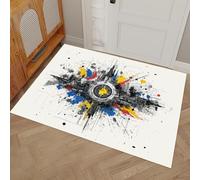 MULERN Door Mat Indoor, Abstract Rubber Door Mats, 60x90cm Dirt Trapper Non Slip Washable Graffiti Urban Floor Mat, Entrance Rug Shoes Scraper Super Absorbent Front Doormats, Beige