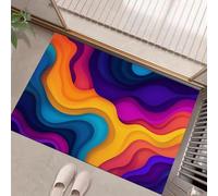 MULERN Door Mats 60x90cm Non Slip Mats for Kitchen Floor Soft Heavy Duty Doormats, Inside Abstract Art Printed Welcome Front Doormat, Dirt Trapper Indoor Mat (Colorful Wavy Lines)
