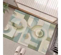 MULERN Door Mats 60x90cm Non Slip Mats for Kitchen Floor Soft Heavy Duty Doormats, Inside Abstract Geometry Printed Welcome Front Doormat, Dirt Trapper Indoor Mat (Circle Line)