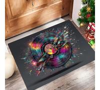 MULERN Door Mats Indoor, 50x80cm Absorbent Non-Slip Art Illustrations Doormats for Back Front Door, Glass Shards Records Low Profile, Rubber Backed Dust Doormat, Grey Barrier Mat Entrance Rugs