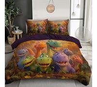 MULERN Duvet Cover Bedding Set Cartoons Animals Style, 2 x Pillowcases 1 x Quilt Case with Zipper Closure, Colorful Quilt Cover for Size Bed(220x260cm, Colorful Forest Dinosaurs)