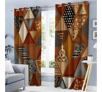 MULERN Geometric Lines Blackout Curtains for Bedroom, W 66" x L 54" 2 Panels Traditional Earthy Curtain for Living Room, Grommet Thermal Insulated Room Darkening Window Drapes