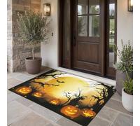 MULERN Halloween Full Moon Withered Tree Doormat Entrance Mat 40x60 cm | Horror Dark Silhouette Decorations Floor Mats, Non-Slip Backing, Durable & Absorbent, Indoor Use, Perfect for Party