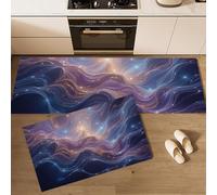 MULERN Kitchen Mats Sets, Abstract Landscape Universe Starlight 2 Piece Kitchen Rugs, Waterproof Non-slip Anti-Fatigue Stain-Resistant Runner Standing Mat for Home Office 50x80cm+50x150cm