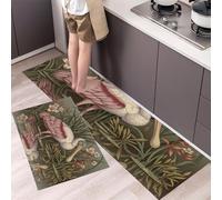 MULERN Kitchen Mats Sets, Nature Illustration Waterside Pipa 2 Piece Kitchen Rugs, Waterproof Non-slip Anti-Fatigue Stain-Resistant Runner Standing Mat for Home Office 40x60cm+40x120cm