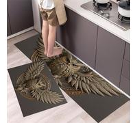 MULERN Kitchen Mats Sets, Relief Art 3D Owl 2 Piece Kitchen Rugs, Waterproof Non-slip Anti-Fatigue Stain-Resistant Runner Standing Mat for Home Office 40x60cm+40x120cm