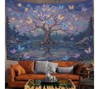 MULERN Room Decor Wall Art Home Decor Tapestry For Bedroom Aesthetic Wall Decor, Bedroom Accessories Room Decor Tree Of Life Butterfly Fantasy Art Tapestry Yoga, 39x29in