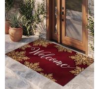 MULERN Xmas Snowflakes Words Doormat Entrance Mat 50x80 cm | Luxury Christmas Decorations Floor Mats, Non-Slip Backing, Durable & Absorbent, Indoor Use, Perfect for Party