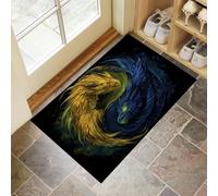 MULERN Yin Yang Door Mats 80x120cm - Washable Non-Slip Entry Doormats for Entrance Living Room Bedroom Bathroom Mat Decor, Fighting Dragon Inside Doormat, Blue Yellow