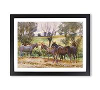 Mules And Donkeys By John Singer Sargent Classic Painting Framed Print | A2 Black Framed Wall Art | Ready to Hang | Classic Animal Picture | Living Room Bedroom Lounge Office