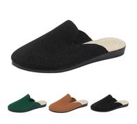 Mules for Women Flats Slip On Backless Flat Mule Pointed Toe Slides Loafer Slippers Women's Leisure Slippers Slippers with Wide Slippers Breathable Slippers Slip-On Shoes Flat, black, 9 UK