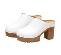 Mules For Women Orthopedic Platform Sandals Close Toe Slip On Shoes With Arch Support Summer Block Heel Walking Non-Slip Sandals Mule Low Wedge Breathable Casual Roman Outdoor Shoes