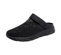 Mules Mesh Sabot Summer Slippers Men's Clogs Women Breathable Garden Shoes with Non-Slip Soft Sole Leisure Sandals Slip on Trekking Sandals Orthopaedic Sandals, black, 10 UK
