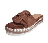 Mules Platform Women's Open Weave On Breathable Flat Women Beach Shoes Bow Sandals Women Sandals Women's Shoes Mother's Day, brown, 7 UK
