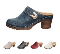 Mules Shoes For Women Closed Toe Clogs High Chunky Heels Mules Sandals Arch Support Slip On Slippers Comfortable Walking Shoes Hollow Orthotic Slides Wide Fit Lightweight Pantoletten