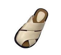 Mules Shoes for Women size 5.5 Sale Clearance Leather Closed Toe Slip on Backless Shoe Walking Mule Sandals Ladies Mules Open Back Indoor Outdoor Shoes Slipper Tan Beige footwear