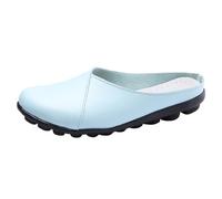 Mules Shoes for Women Size 5 Soft Leather Wide Fit Walking Mule Sandals Ladies Mules Open Back Indoor Outdoor Nursing Shoes Backless Slip on Shoes A/Mint Green
