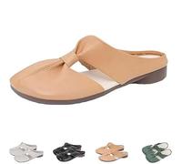 Mules Shoes for Women, Soft Sole Knot Mules, Round Toe Backless Non-Slip Sandals, Summer Hollow Out Lightweight Comfy Casual Slip On Clogs Shoes for Women (Yellow,5)