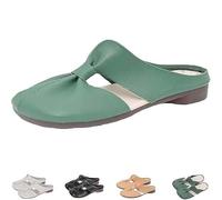 Mules Shoes for Women, Soft Sole Knot Mules, Round Toe Backless Non-Slip Sandals, Summer Hollow Out Lightweight Comfy Casual Slip On Clogs Shoes for Women (Green,6)