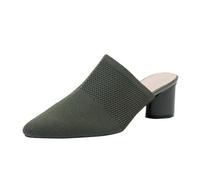 Mules Shoes for Women Wide Fit Closed Pointed Toe Chunky Block Heel Mules Comfortable Slip-On Sandals Backless Pump for Business and Daily Wear Ladies Footwear 2'' Footwear