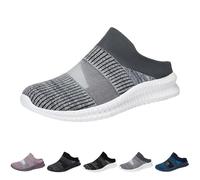 Mules Sneakers for Women New Backless Slip on Shoes Wide Fit Walking Mule Sandals Sneaker Ladies Mules Open Back Indoor Outdoor Nursing Shoes Size 8.5 D/Grey