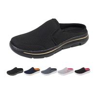 Mules Sneakers for Women New Backless Slip on Shoes Wide Fit Walking Mule Sandals Sneaker Ladies Mules Open Back Indoor Outdoor Nursing Shoes Size 6 E/Black