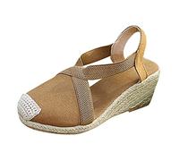 Mules with Wedge Heel Sandals Beige Women's Summer Shoes Thick Bottom Platform for Women Casual Women's Sandals Shoes Ladies Hallux Valgus Mother's Day, brown, 7 UK