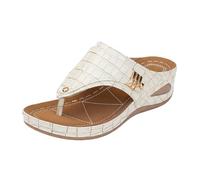 Mules with Wedge Heel Women's Summer Platform Sandals Peep Toe Beach Shoes Vintage Toe Post Mules Orthopaedic Flip Flop Stylish Wedge Sandals Comfortable Slippers for Beach, beige, 8.5 UK