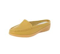 Mules Women's Closed Front Elegant Garden Shoes Faux Leather Mules Women's Open Back Non-Slip Slippers Comfortable Slippers Soft Soles Summer Shoes Leisure Shoes Outdoor Shoes, yellow, 8 UK