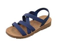 Mules Women's Comfortable Flat Sandals Women's Summer Ankle Strap Trekking & Hiking Sandals Casual Slippers Open Toe Fabric Summer Shoes Non-Slip Beach Sandals Lightweight Roman Sandals, blue, 8.5 UK