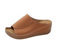 Mules, Women's Flat Sandals, Heel, Peep-Toes, Slides, Heel, Open Slippers, Comfortable Slippers, Elegant Chic Sandals, Home Bottom Slippers, Casual Wedge Sandals, khaki, 7 UK