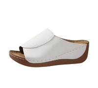 Mules, Women's Flat Sandals, Heel, Peep-Toes, Slides, Heel, Open Slippers, Comfortable Slippers, Elegant Chic Sandals, Home Bottom Slippers, Casual Wedge Sandals, White, 4 UK