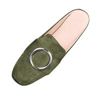 Mules Women's Front Closed Mules Flat Slippers Comfortable and Elegant Women's Shoes Slippers with Bow and Square Toe Fashion Lightweight Women's Slippers Summer Sabots, Z1 Green, 6 UK