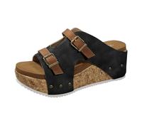 Mules, Women's Platform, Sandals, Women's Thick Sole, Cork Wedge Sandals, Soft Soles, Platform Pumps, Comfortable Outdoor Sandals, Open Toe Heel Shoes, Ultralight Leisure Sandals, black, 4 UK