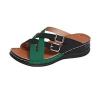 Mules Women's Sandals Peep Toe Platform Sandals Non-Slip Slippers Sandals Beach Shoes Slippers Summer Shoes Slippers Outdoor Walking Shoes Holiday, Green, 8.5 UK
