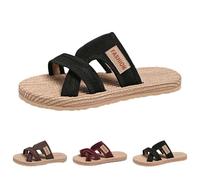 Mules Women's Summer Elegant Sandals Women's Flat Summer Shoes Comfortable Open Beach Sandals Soft Soles Leisure Sandals Lightweight Slippers Non-Slip Slippers Breathable Summer Slippers, black, 4 UK
