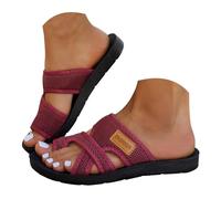 Mules Women's Summer Hallux Valgus Shoes Slip Ins Flat Slippers with Soft Footbed Wide Feet Summer Shoes Comfortable Slippers Mesh Breathable Beach Sandals Wide H Beach Sandals, wine red, 4 UK