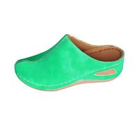 Mules Women's Summer Orthopaedic Footbed Closed Front Sandals Mules Lightweight Sandals Arch Support Slippers Walking Shoes Beach Shoes Foot Wedge Shoes Platform House Slippers, Green, 5 UK