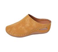 Mules Women's Summer Orthopaedic Footbed Closed Front Sandals Mules Lightweight Sandals Arch Support Slippers Walking Shoes Beach Shoes Foot Wedge Shoes Platform House Slippers, yellow, 9 UK