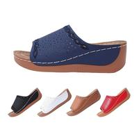 Mules, Women's Summer Platform, Slippers Shoes, Women's Elegant, Leather Summer Sandals, Peep Toe Slippers, Breathable Wedge Sandals, Orthopaedic Beach Sandals, Non-Slip Leisure Sandals, brown, 9 UK