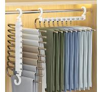 MULEVIP 9 in 1 Trouser Hanger, Space-Saving, Pack of 2 Trousers Hangers, Multifunctional, Non-Slip Magic Trouser Hangers, Space Saving for Closet Organiser for Trousers, Scarves, Jeans, Clothing